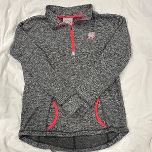 Gray/Black Quarter-Zip Pullover with Bright Pink  Accents